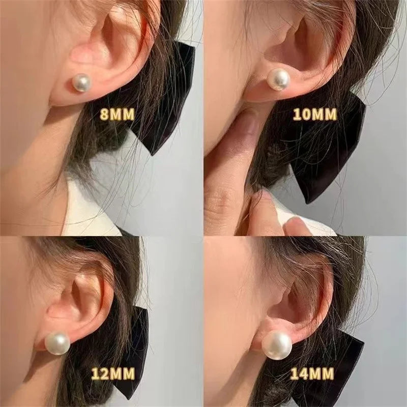 Somilia – Großhandel 8–14 mm hochwertige runde weiße Perle im japanischen Stil und Ohrstecker aus 925er Sterlingsilber für Damen. Ein Paar