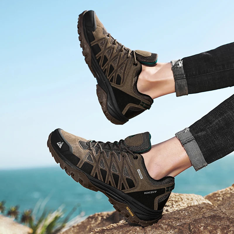 HIKEUP Modische Outdoor-Schuhe, Wandern, Herren, Sport, lässig, Bergtrekking-Stiefel, Camping-Sneaker für Herren, rutschfest, verschleißfest