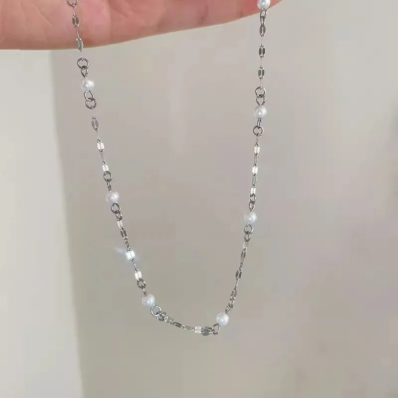 Halskette aus 925er-Sterlingsilber, schwarze Perlen, quadratisch, unregelmäßig, Punk, geometrisch, für Frauen und Mädchen, Schmuck, Geschenk, Dropshipping, Großhandel
