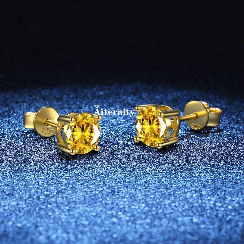 18K vergoldete Ohrringe S925 Sterling Silber D Farbe VVS1 Zirkon Ohrstecker für Frauen wie glänzend wie Diamant-Hochzeitsschmuck