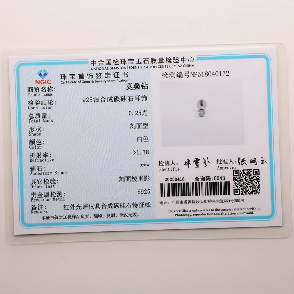 Aide Moissanit-Diamant-Ohrstecker für Damen, originales 925er-Sterlingsilber, Schraubverschluss, Damen-Moissanit-Ohrring mit flacher Rückseite, Juwel