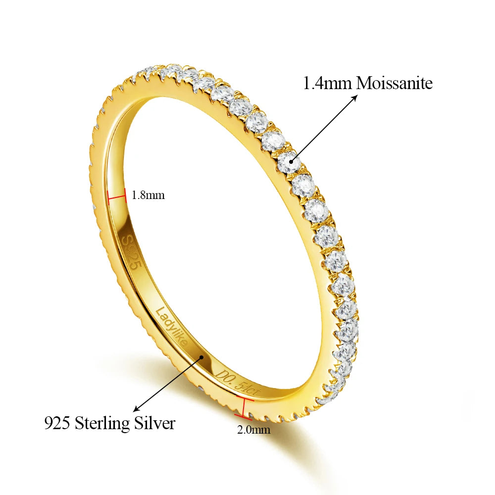 Damen Schwarzer Moissanit-Eternity-Ring