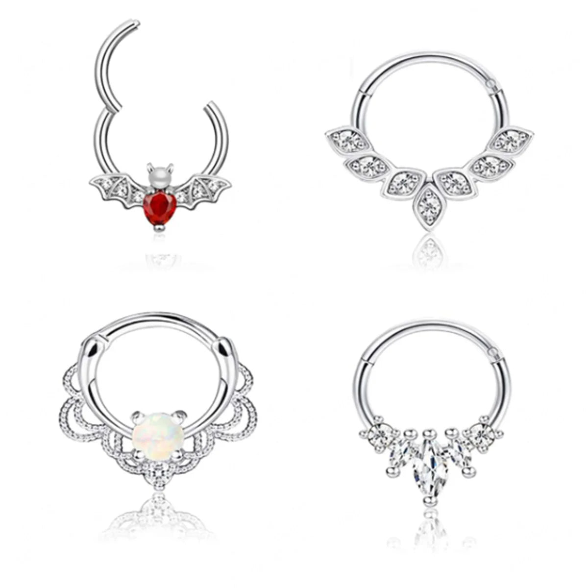 4 Stück 16G Edelstahl Septum Clicker