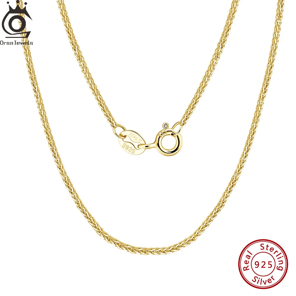 ORSA JEWELS Chopin-Kette aus echtem 925er-Sterlingsilber, minimalistischer Stil, 925-Chopin-Kette, 40–60 cm, SC53