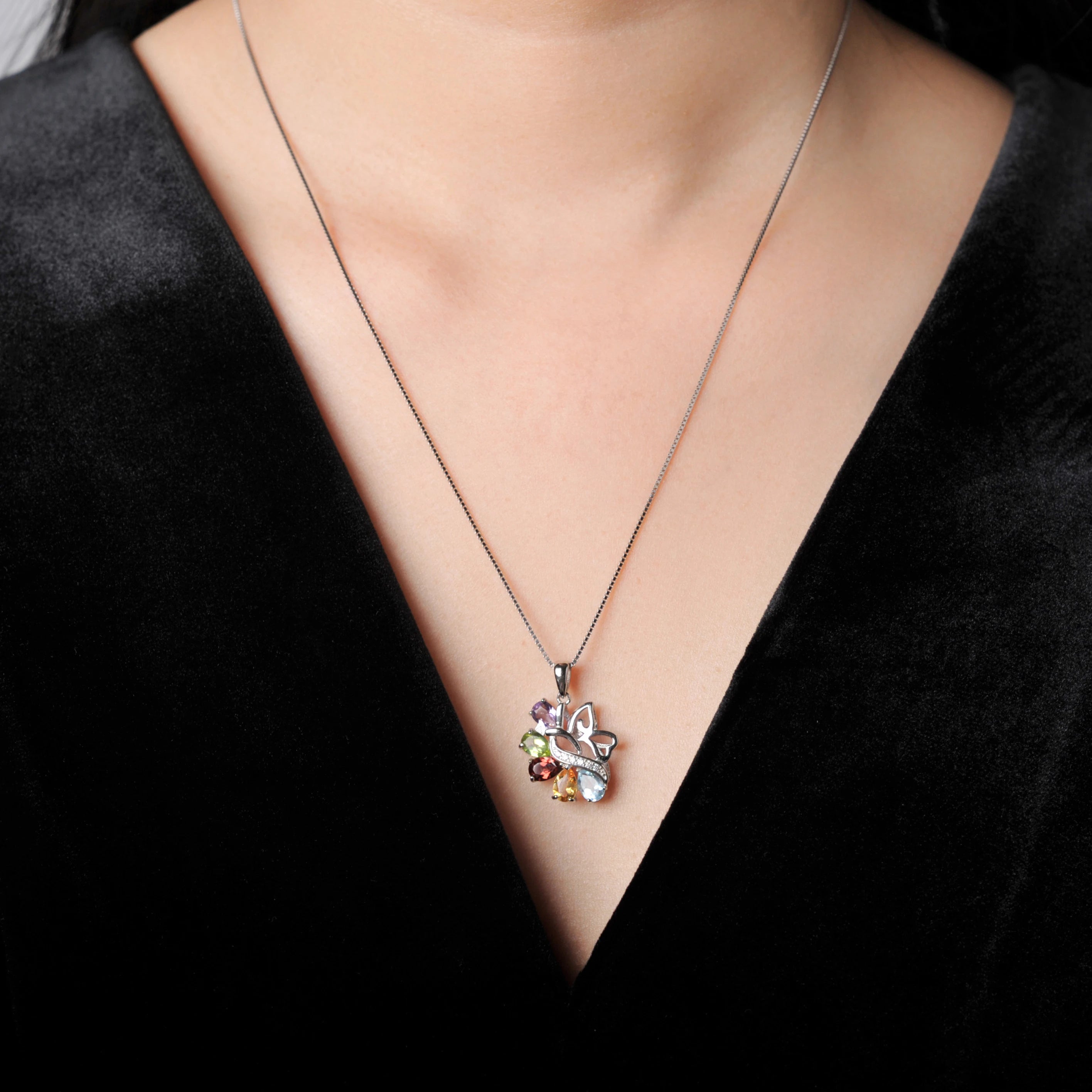 Potiy 925 Sterling Silber Edelstein Schmuckset