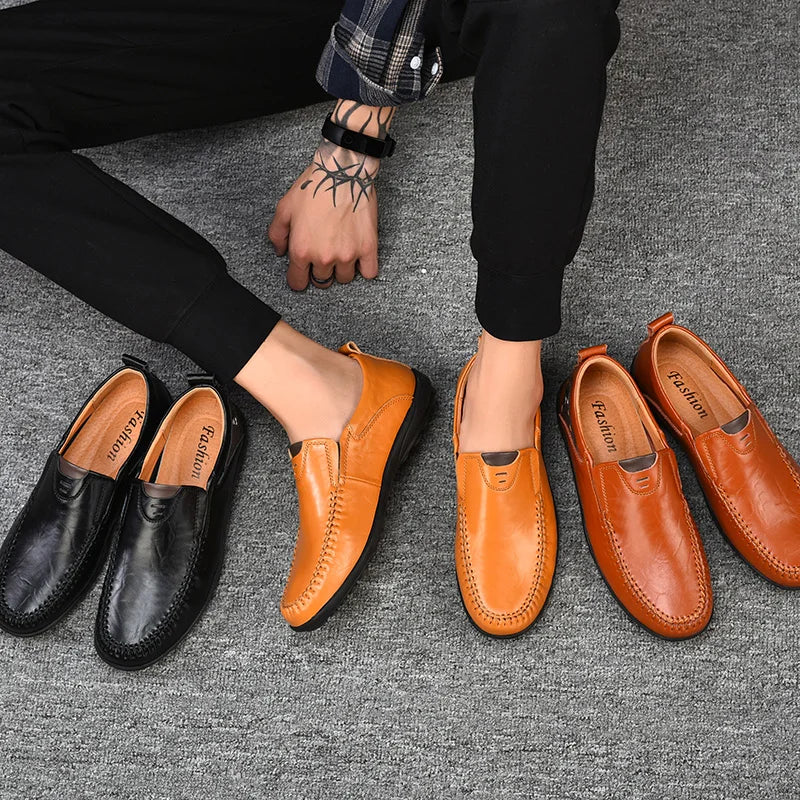 Handgefertigte Schuhe aus echtem Leder, Freizeitschuhe für Herren, flache Plateau-Wanderschuhe, Outdoor-Schuhe, Slipper, atmungsaktive Turnschuhe