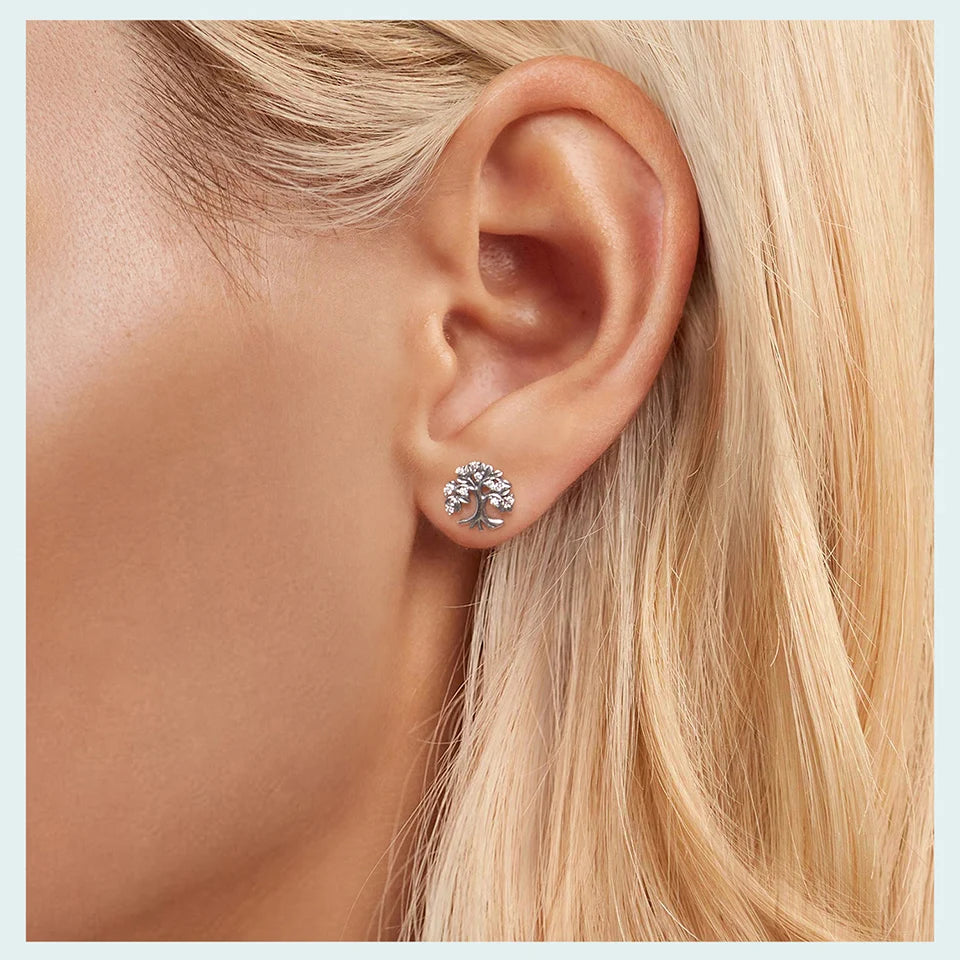 WOSTU Baum des Lebens Kettenglied-Armbänder Ohrstecker für Frauen 925 Sterling Silber AAA Zirkon Armband Familie Schmuckset Geschenk