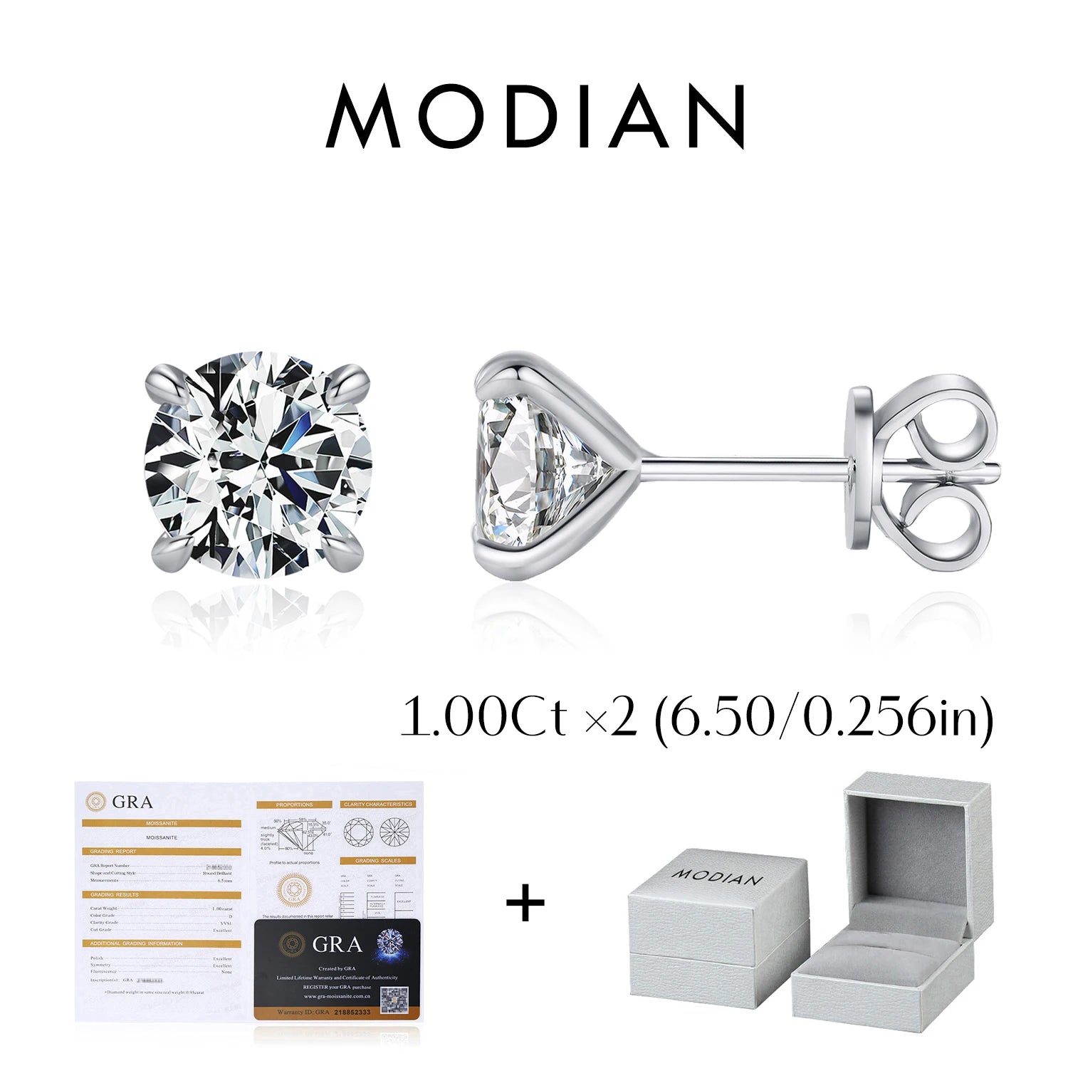 MODIAN 5 Größen D Farbe Moissanit Ohrringe 925 Sterling Silber Funkelnde Luxus Ohrstecker Für Frauen Hochzeit Edlen Schmuck