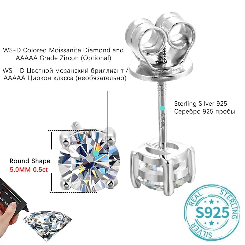 ALITREE 1 Karat D Farbe Moissanit Ohrringe 925 Sterling Silber vergoldet Diamant Ohrstecker mit GRA-Zertifikat für Damenschmuck