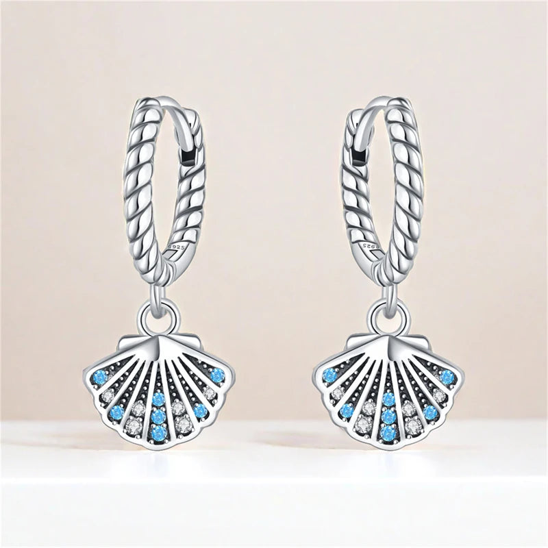 925er-Sterlingsilber, ein Paar farbige Herz-Ohrringe, passend für Original-Charms, Creolen für Frauen und Mädchen, Ohrstecker, edler Schmuck