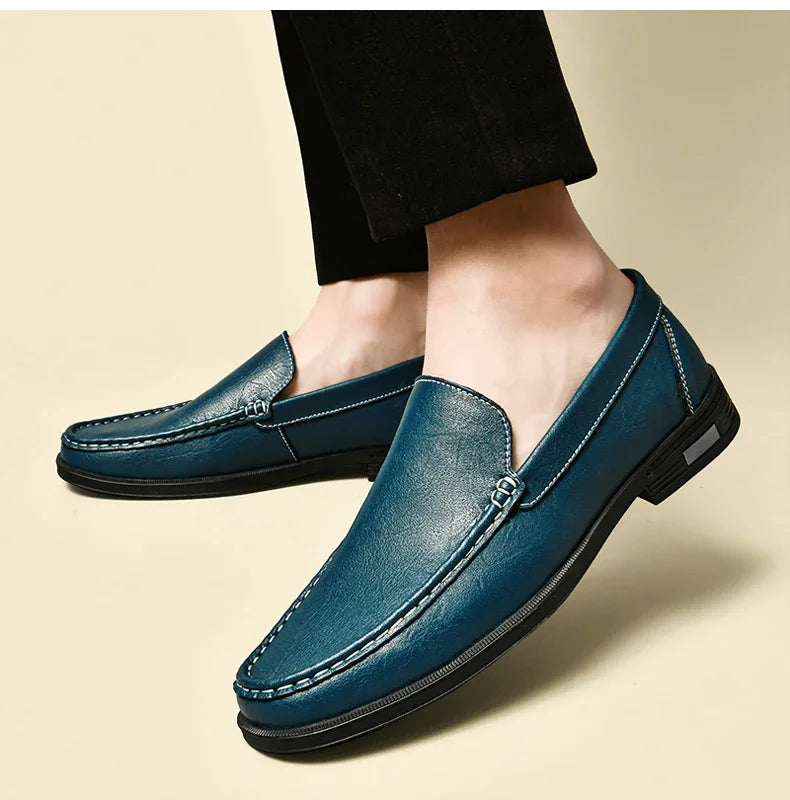 Echt leder Slip on Slipper Männer formelle Kleid Schuhe Büro fahren Hochzeits feier Mocasines Hombre große Größe Freizeit schuhe