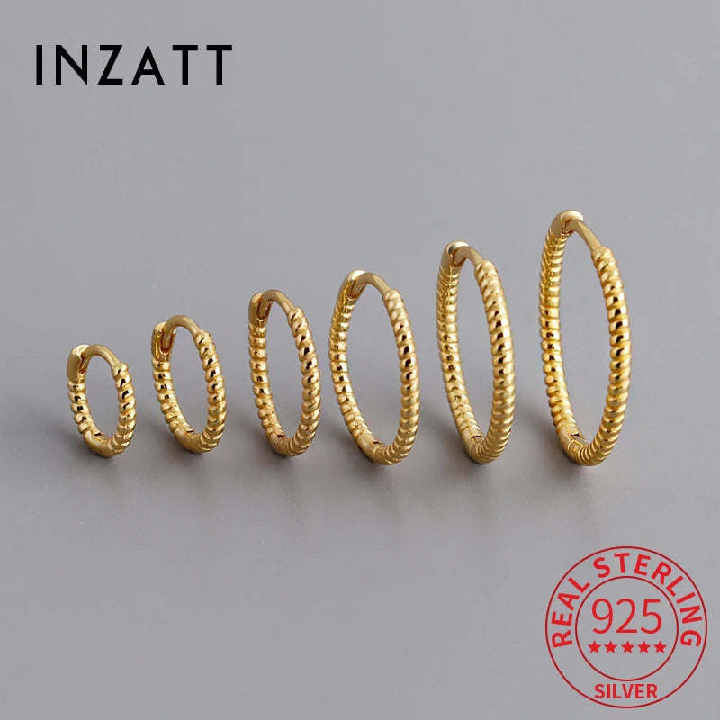 INZATT Echt 925 Sterling Silber Twisted Rope Form 18 Karat Creolen für Frauen Klassischen Feinen Schmuck Geometrische Zubehör