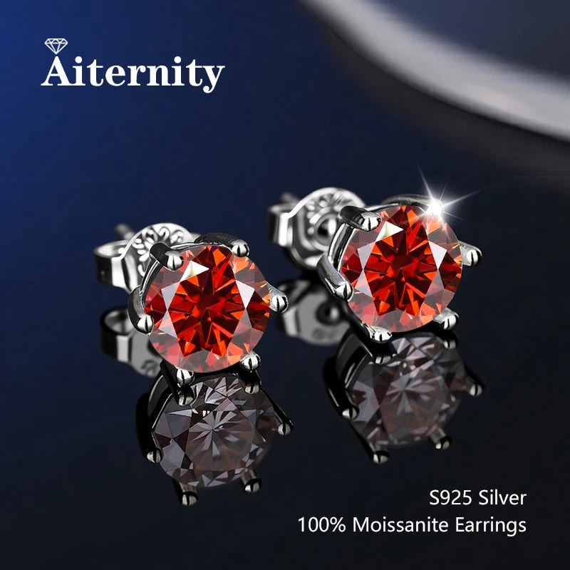 100 % echtes Sterlingsilber S925 Moissanit Ohrringe Ohrstecker mit 2 Zertifikaten D VVS1 Pass Diamant Teststift für Frauen Männer Schmuck