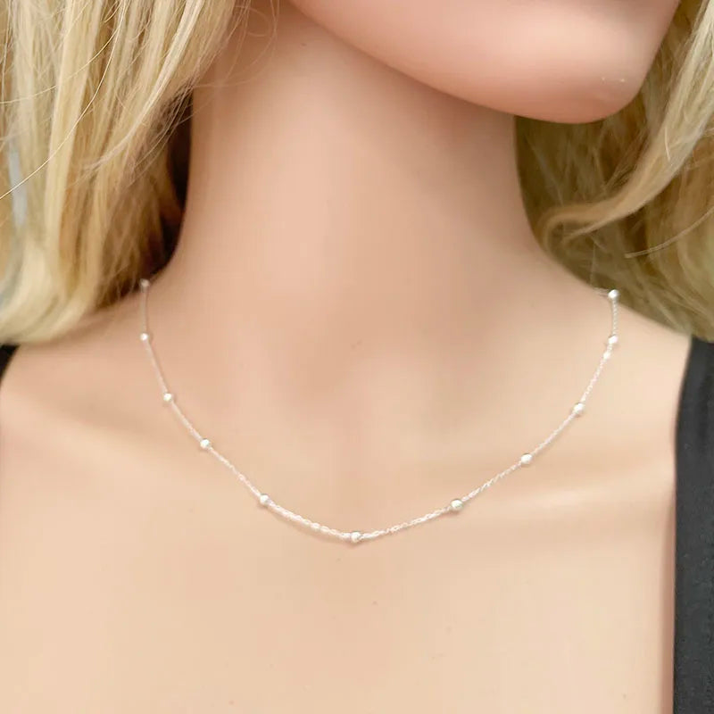 45cm-60cm solide reine echte 925 Sterling Silber Perlen Kreuz kette Halskette Frauen Mädchen Italien Schmuck Kolye Collare Collier Ketting