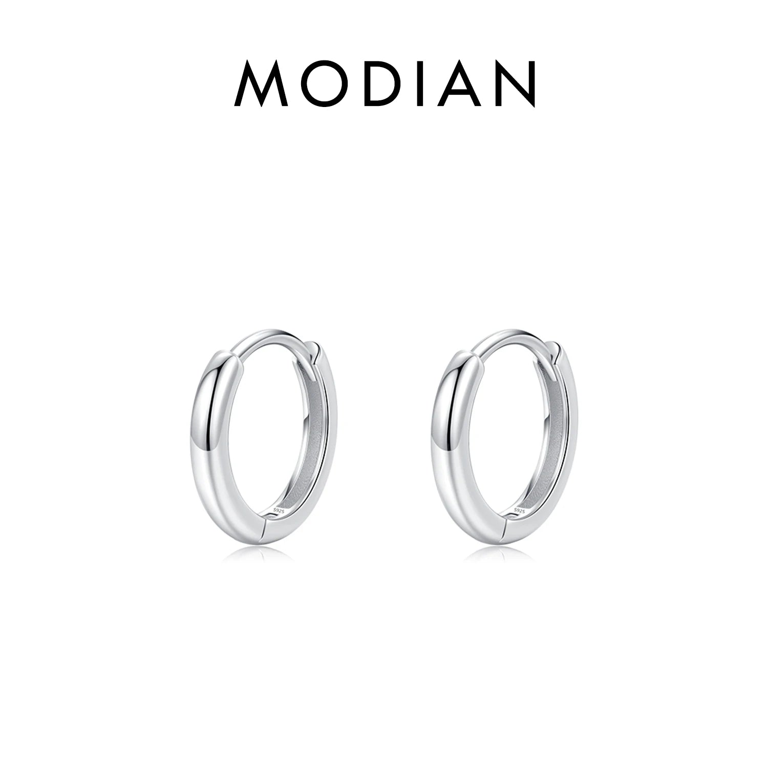 MODIAN 5 Größen 925 Sterling Silber Einfache stapelbare Kreis-Ohrschnallen Klassische Basic-Goldfarbene Creolen für Damenschmuck