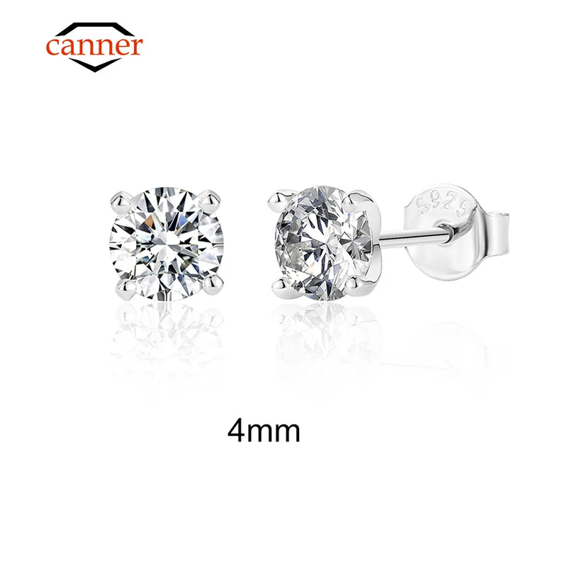 CANNER 0,5-1,2 Karat D Farbe Moissanit Ohrstecker Ohrringe für Frauen 925 Sterling Silber Funkelnder Piercing Ohrring Edlen Schmuck