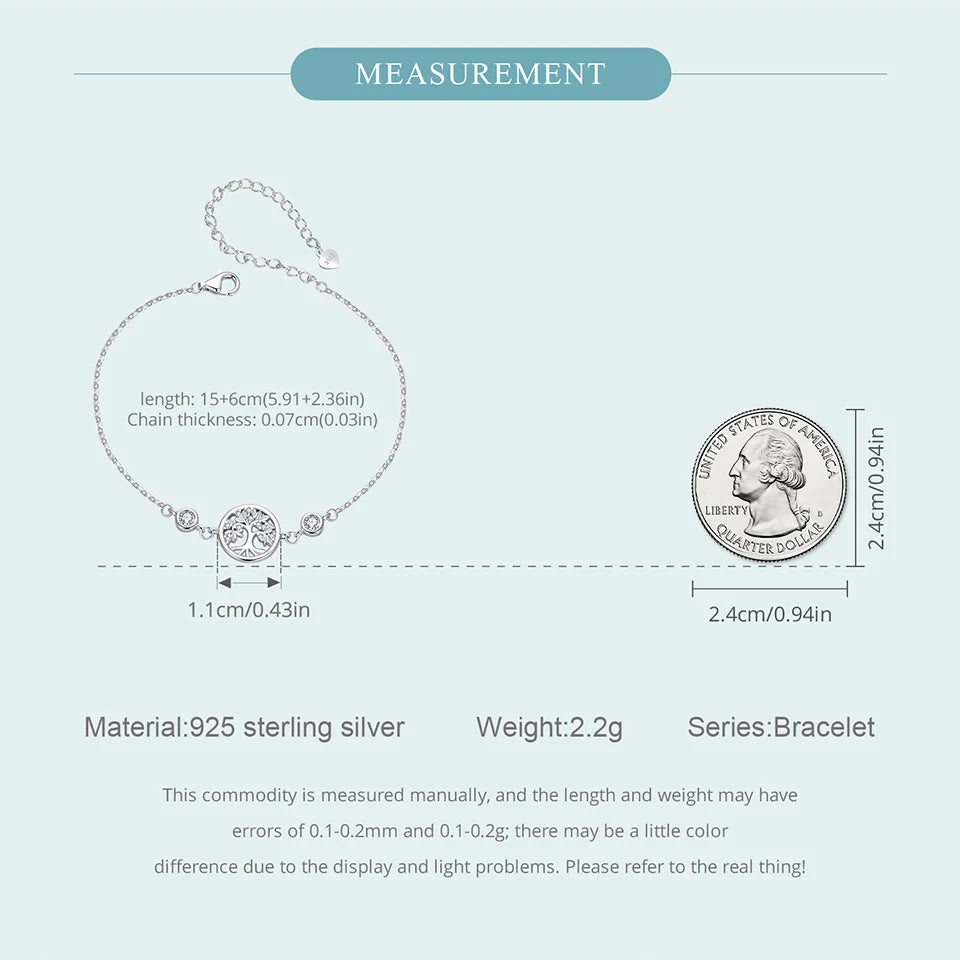 WOSTU Baum des Lebens Kettenglied-Armbänder Ohrstecker für Frauen 925 Sterling Silber AAA Zirkon Armband Familie Schmuckset Geschenk