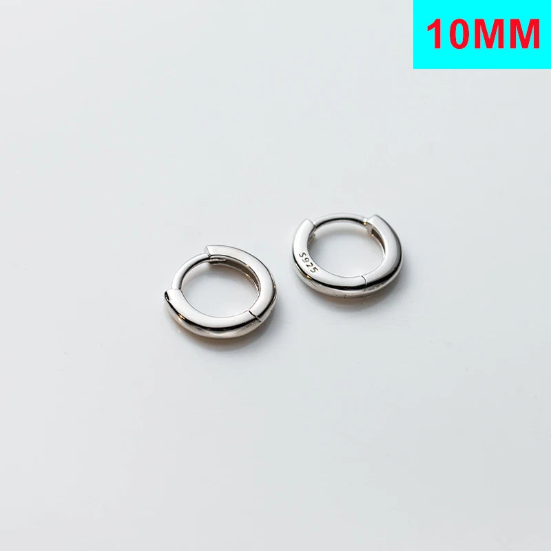Inzatt echtes 925er Sterling silber 10/12/14/16/18mm runde Creolen für Damen klassischer edler Schmuck geometrische Accessoires