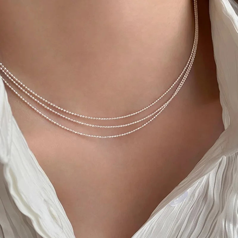 Halskette aus 925er-Sterlingsilber, schwarze Perlen, quadratisch, unregelmäßig, Punk, geometrisch, für Frauen und Mädchen, Schmuck, Geschenk, Dropshipping, Großhandel