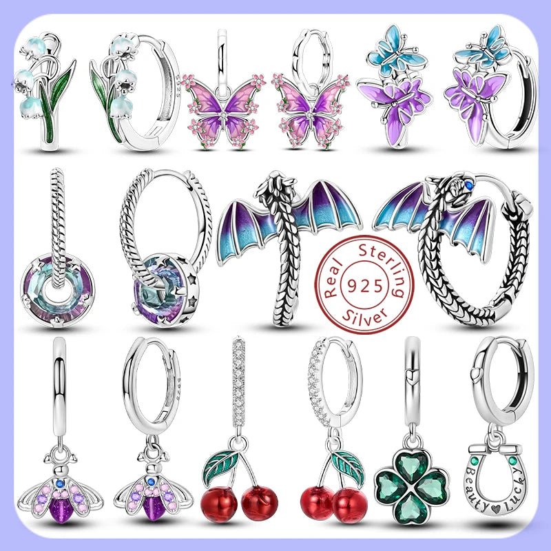 2025 neue 925 Sterling Silber Creolen Blumen Zirkon Tropfen Ohrringe Stud Für Frau Feine Geburtstag Hochzeit Schmuck Geschenke