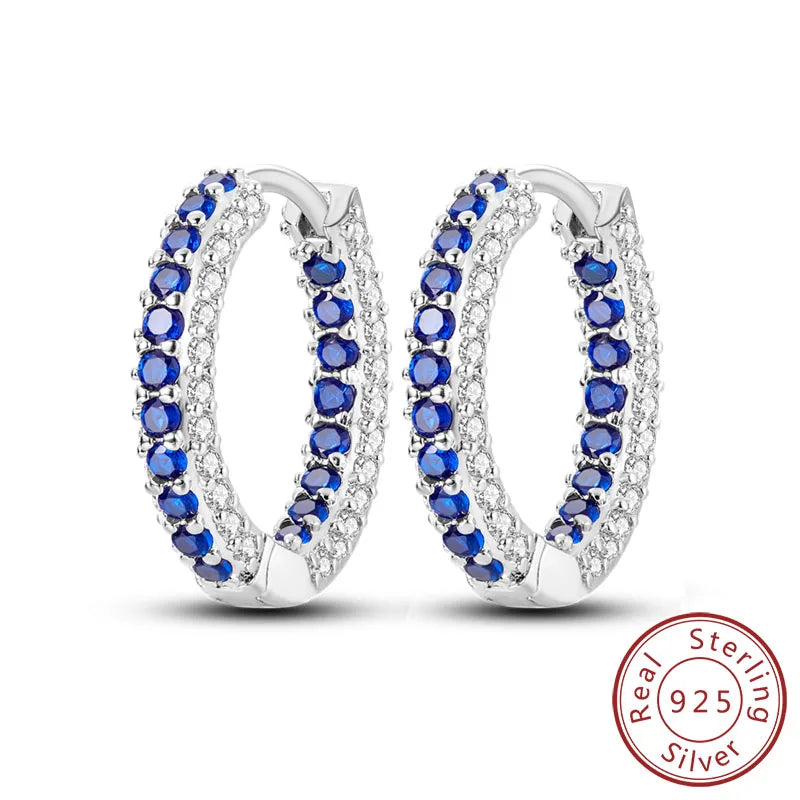 Creolen Original 925 Sterling Silber Blaues Sternenlicht Kristall Feuerdrache Schmetterling Ohrringe Für Frauen Party Hochzeit Schmuck