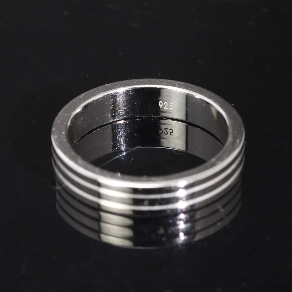 925er Sterling Silber Paar-Ringe – Minimalistisches Design & Glänzend Poliert