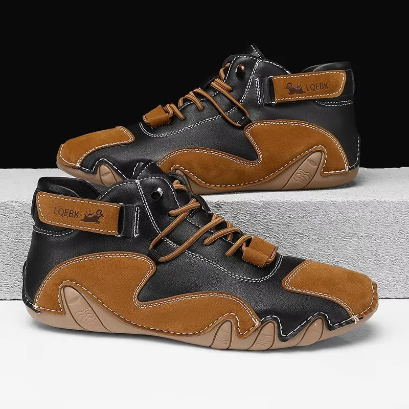 Herren Retro Leder Sneaker – Atmungsaktive Outdoor Sommer Freizeitschuhe