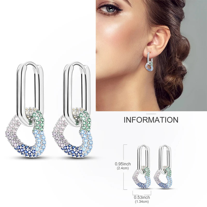 Creolen aus 925er-Sterlingsilber, Mond, Sonne, Original-Ohrring, Anhänger, Zirkon, Herzform, Stern-Ohrring, für Frauen und Mädchen, zur Herstellung von Schmuck