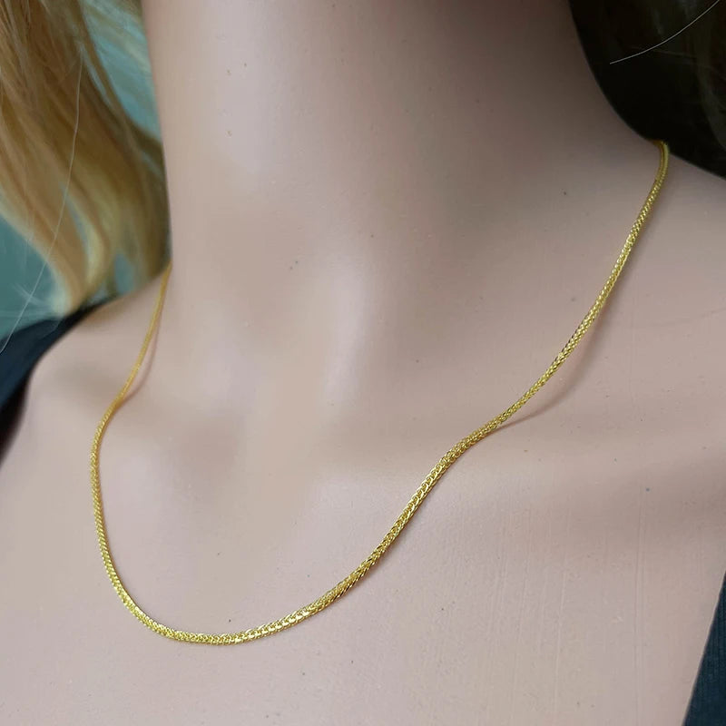 35–90 cm 1 mm 925 Sterling Silber Gold Farbe Fuchsschwanz Chopin Kette Halskette Frauen Mädchen Italien Schmuck Kolye Collane Collier Ketting