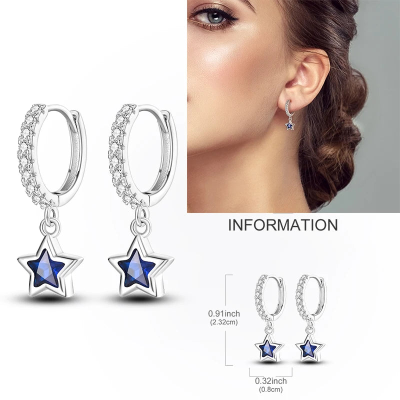 Creolen aus 925er-Sterlingsilber, Mond, Sonne, Original-Ohrring, Anhänger, Zirkon, Herzform, Stern-Ohrring, für Frauen und Mädchen, zur Herstellung von Schmuck