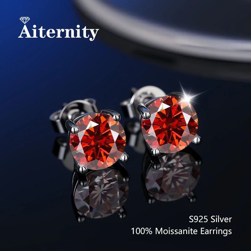 100 % echtes Sterlingsilber S925 Moissanit Ohrringe Ohrstecker mit 2 Zertifikaten D VVS1 Pass Diamant Teststift für Frauen Männer Schmuck