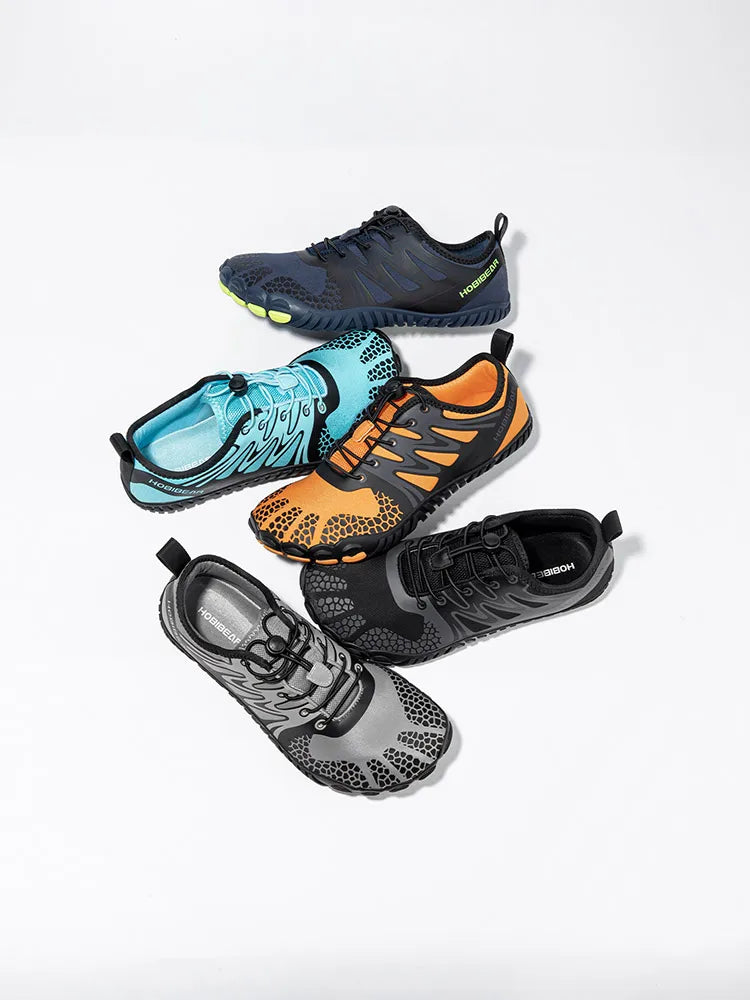 HOBIBEAR Barfußschuhe mit breiter Zehenpartie für Unisex, Kunstleder, Outdoor-Walking-Sneaker, Zero Drop, minimalistische Schuhe mit elastischem Band