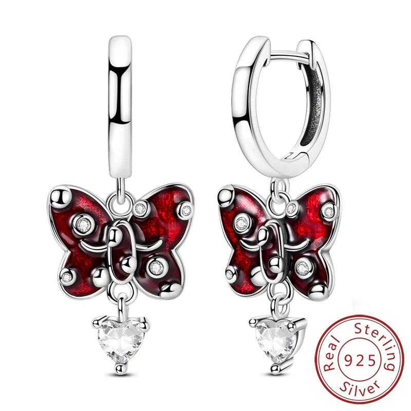 Creolen Neue Original 925 Sterling Silber Süße Herz Bogen Runde Zirkon Ohrstecker Für Frauen Mädchen Edlen Schmuck