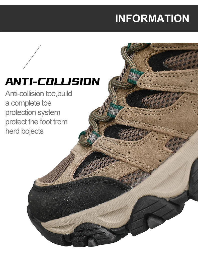 HIKEUP Turnschuhe für Männer Wanderschuhe Leder Trekking Stiefel Frauen Camping Jagd Herren Berg Taktische Stiefeletten Laufen Sneaker