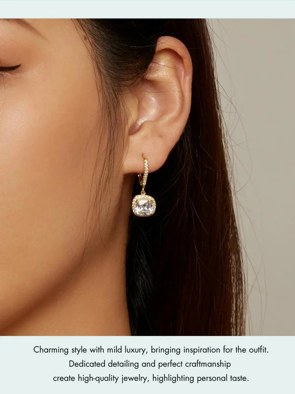 Bamoer authentische Sterling silber schillernde cz quadratische geometrische Tropfen ohrringe für Frauen 14 Karat vergoldeten Hochzeits schmuck sce520