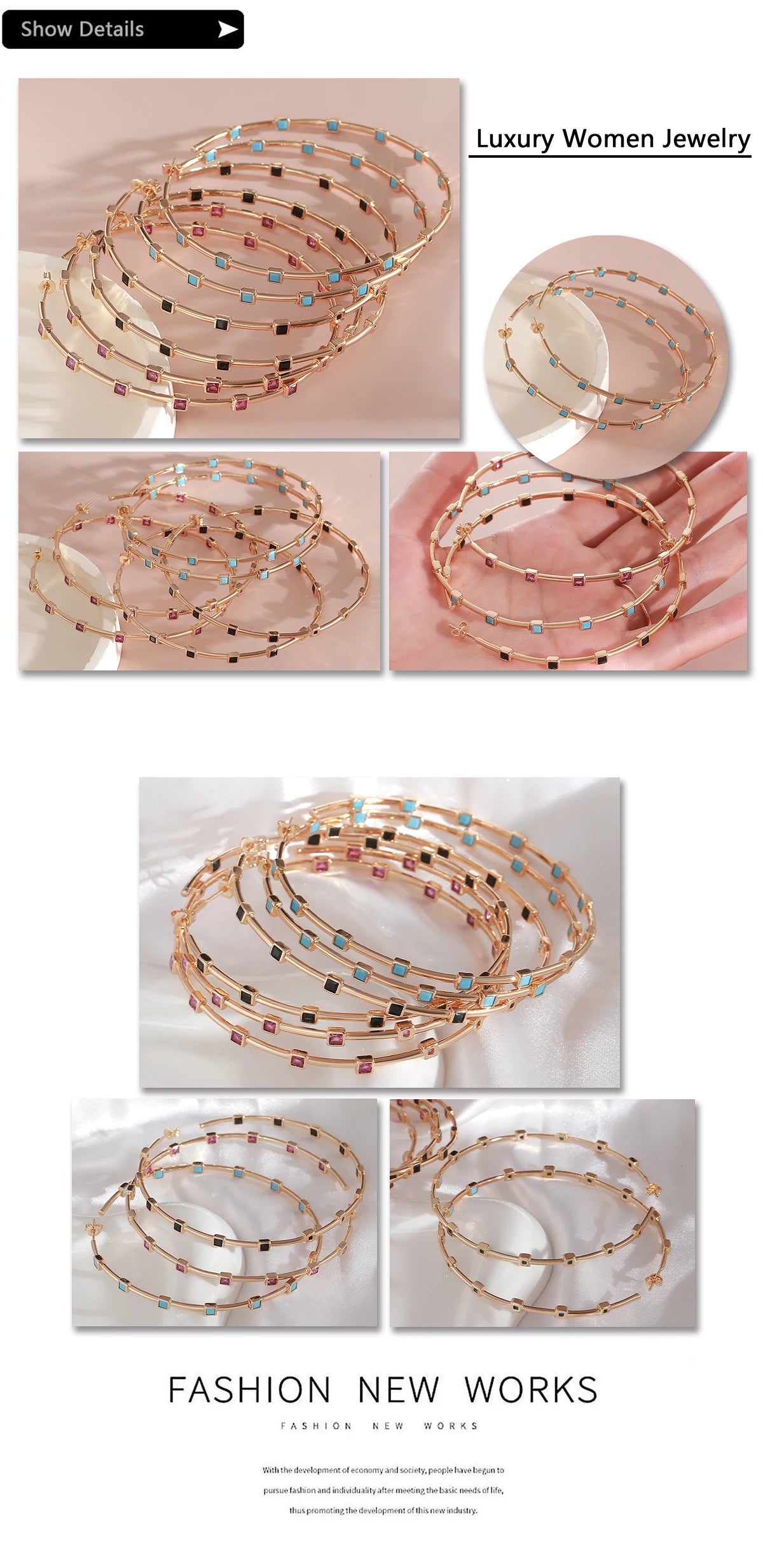 MHS.SUN Mode Vergoldet Große AAA CZ Hoop Ohrringe Für Frauen Übertreiben Große Ohrringe Intarsien Zirkon Hip Hop Ohr Schmuck Geschenk