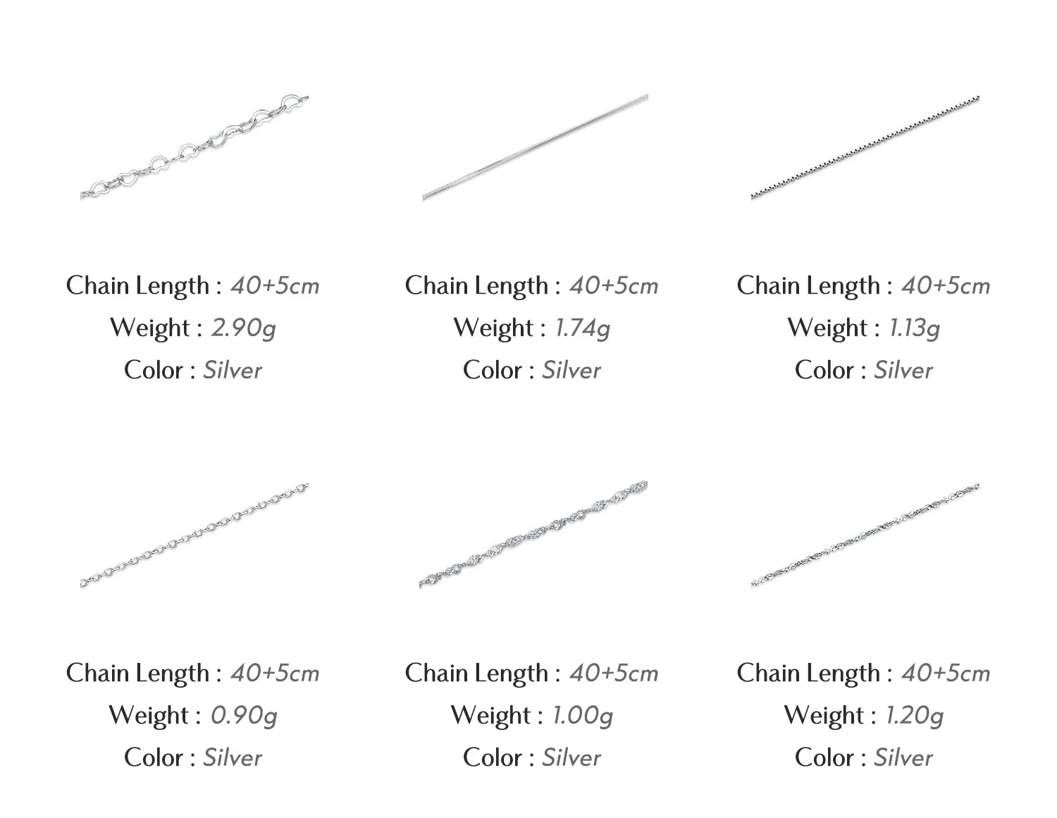 Modian 7 Stil klassische Basic-Kette 925 Sterling Silber Karabinerverschluss verstellbar 40 + 5 cm Halskette edler Schmuck für Frauen schönes Geschenk