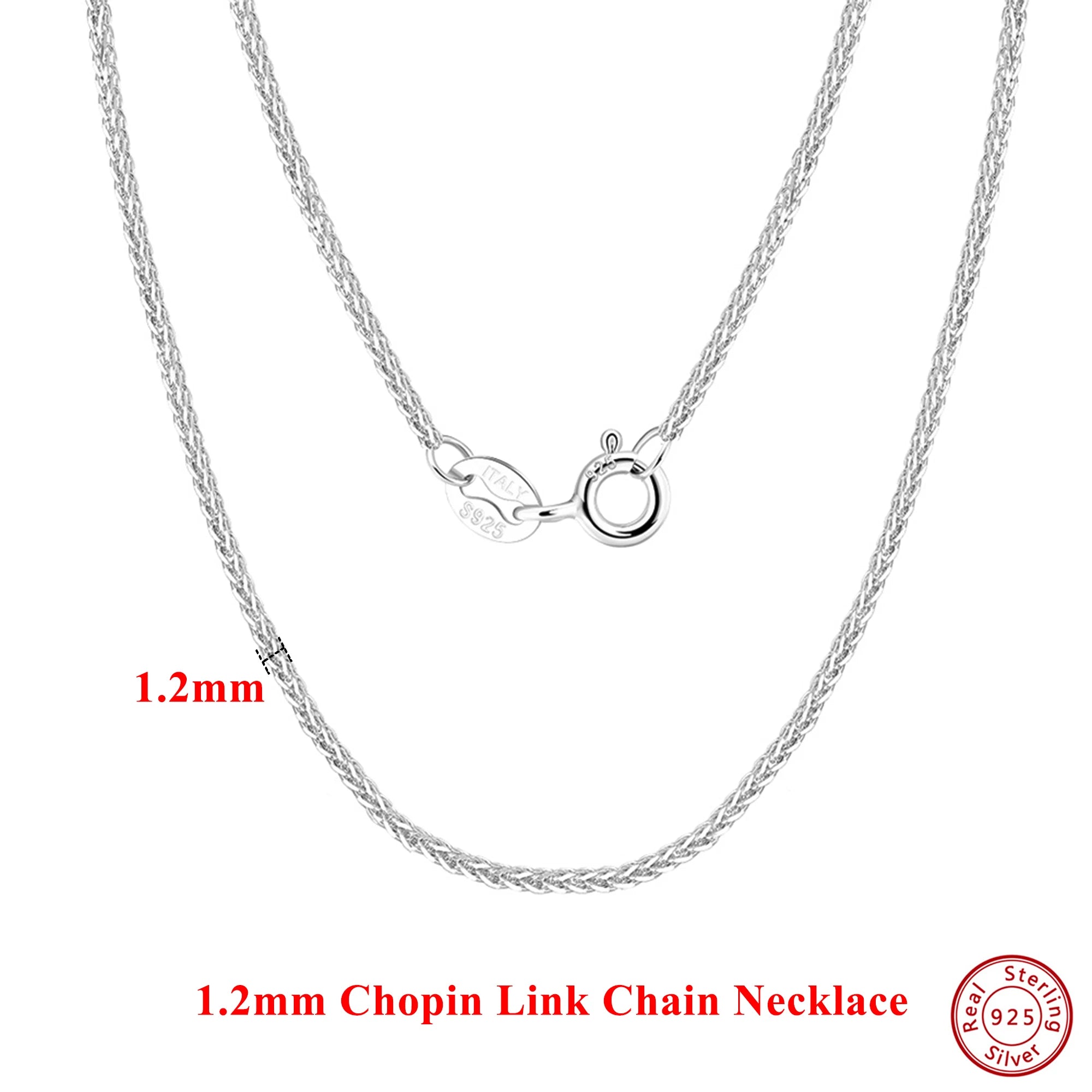 Effie Queen 100 % 925 Sterling Silber italienische 1,2 mm Chopin-Kette für Damen, modisch, 40–60 cm, Basic-Halskette, Schmuck SC53