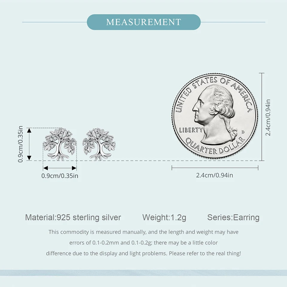 WOSTU Baum des Lebens Kettenglied-Armbänder Ohrstecker für Frauen 925 Sterling Silber AAA Zirkon Armband Familie Schmuckset Geschenk