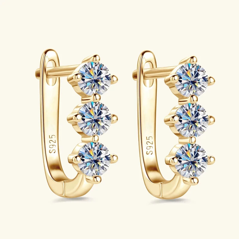 1,7 cttw D Farbe Moissanit Ohrringe Halskette 925 Sterling Silber Y-förmiger Anhänger Halsketten Schmuckset für Frauen Charmantes Geschenk