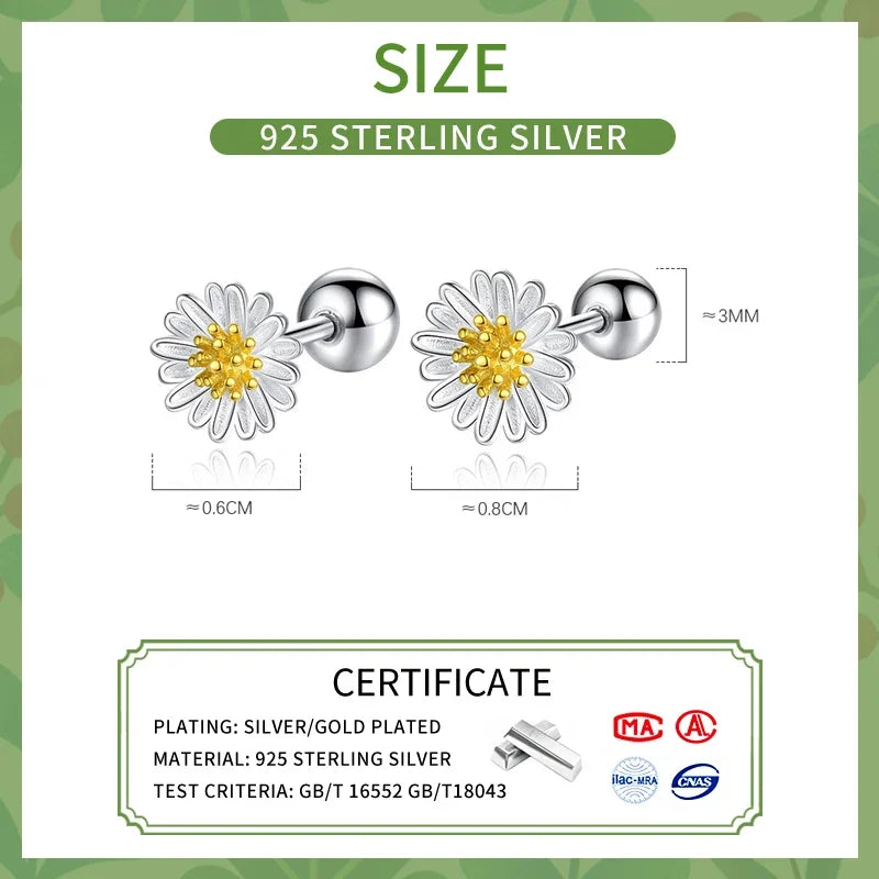 INZATT Echt 925 Sterling Silber 6/8mm Blume Ohrstecker für Frauen Klassische Feine Schmuck Piercing Schraube Ball Zubehör