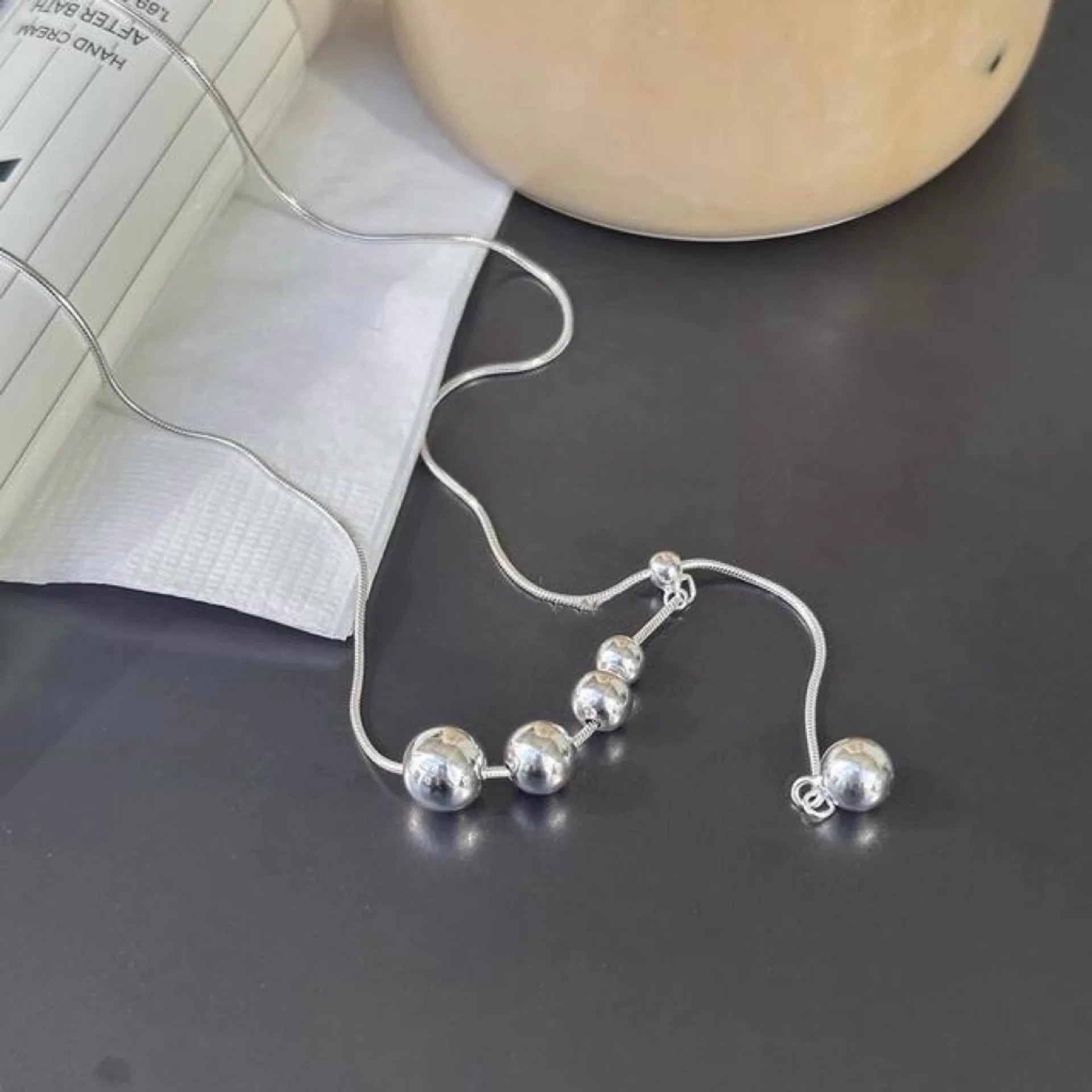 Halskette aus 925er-Sterlingsilber, schwarze Perlen, quadratisch, unregelmäßig, Punk, geometrisch, für Frauen und Mädchen, Schmuck, Geschenk, Dropshipping, Großhandel