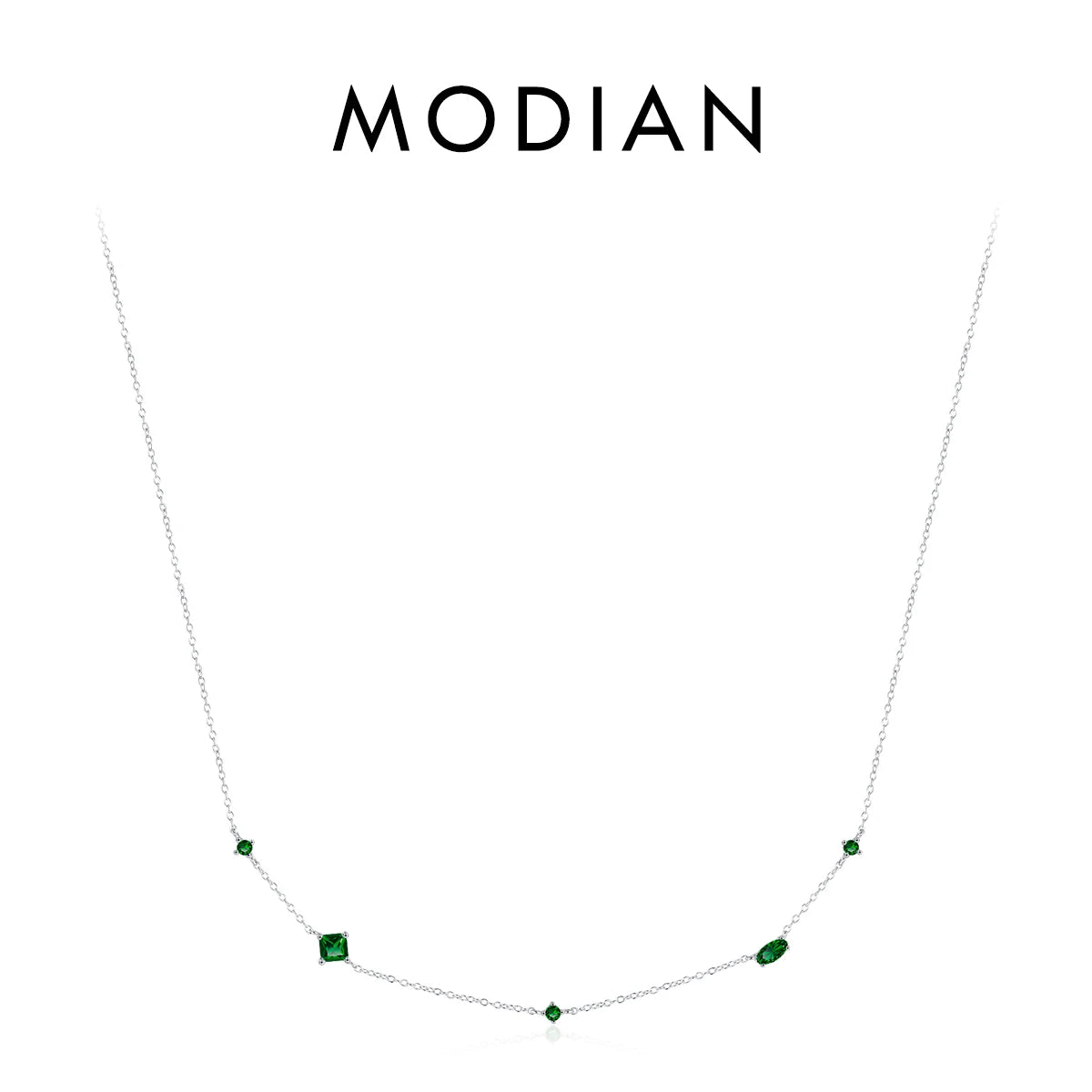 MODIAN Halskette mit Anhänger aus 925er-Sterlingsilber, Regenbogenfarben, bunt, mit Zirkonia, glänzend, geometrisch, für Damen, Party, Schmuck, Geschenk