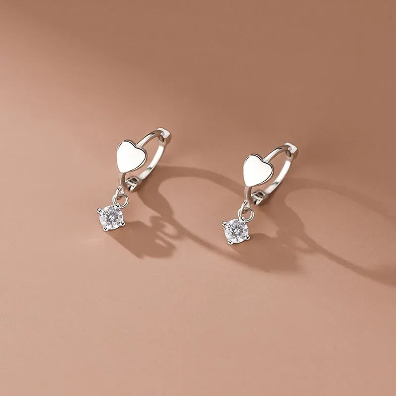 INZATT Echt 925 Sterling Silber Zirkon Anhänger Herz 18 Karat Gold Huggies Creolen Für Frauen Klassische Edlen Schmuck Zubehör