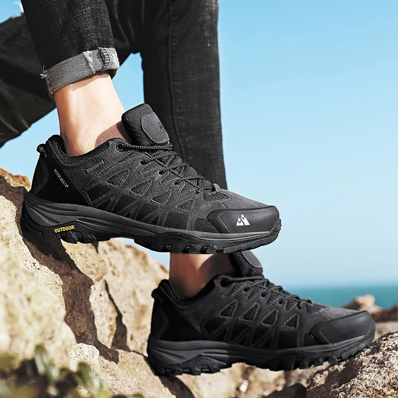 HIKEUP Modische Outdoor-Schuhe, Wandern, Herren, Sport, lässig, Bergtrekking-Stiefel, Camping-Sneaker für Herren, rutschfest, verschleißfest
