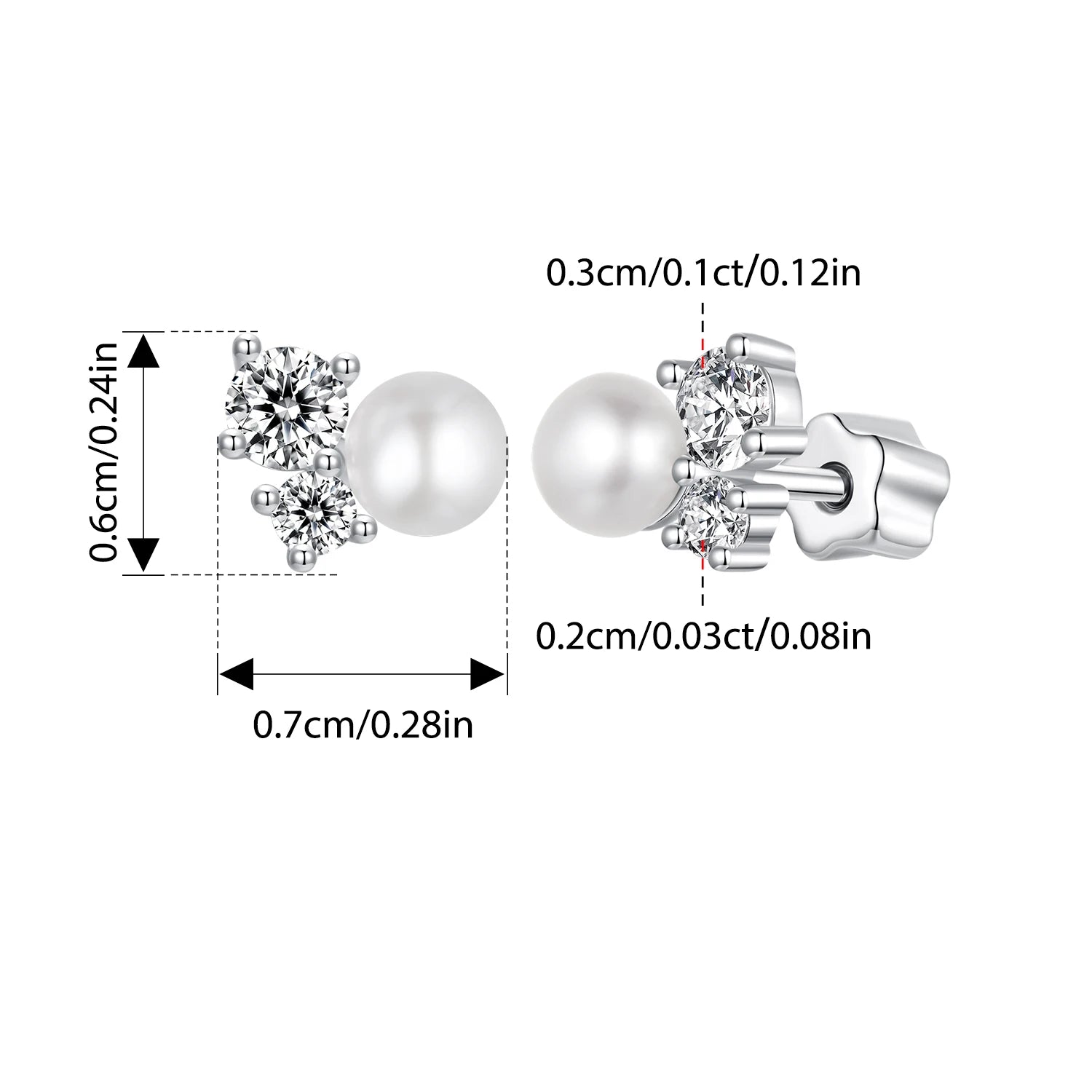 Bamoer U Moissanit-Ohrstecker, natürliche Süßwasserperlen-Ohrringe, Original für Damen, Luxus-Schmuck, Geschenk, 925er Sterlingsilber