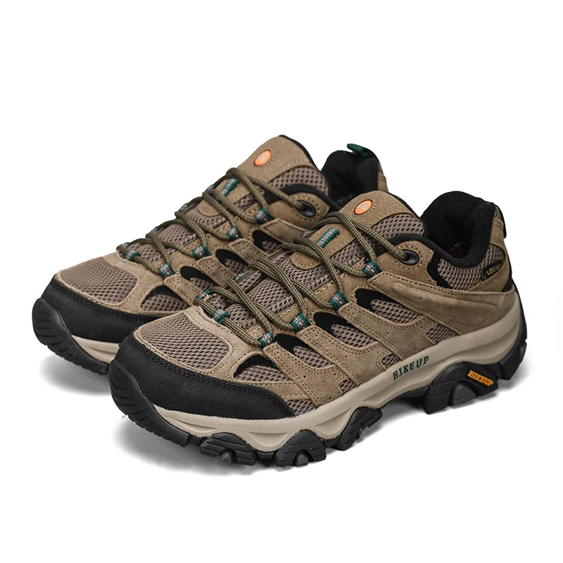 HIKEUP Turnschuhe für Männer Wanderschuhe Leder Trekking Stiefel Frauen Camping Jagd Herren Berg Taktische Stiefeletten Laufen Sneaker