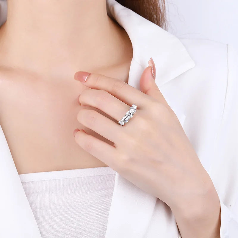 Moissanit Fünfstein-Ring Silber