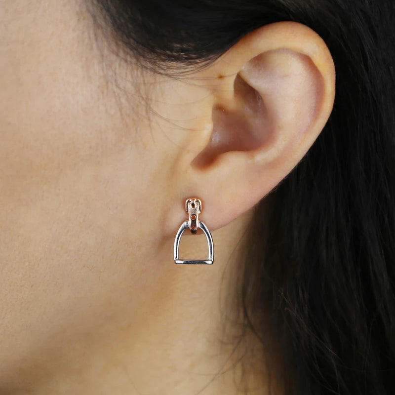 100% Sterling Silber geometrische Steigbügel Tropfen Ohrringe für Frauen Roségold/Gold/Silber Farbe einfaches Design niedlichen feinen Schmuck