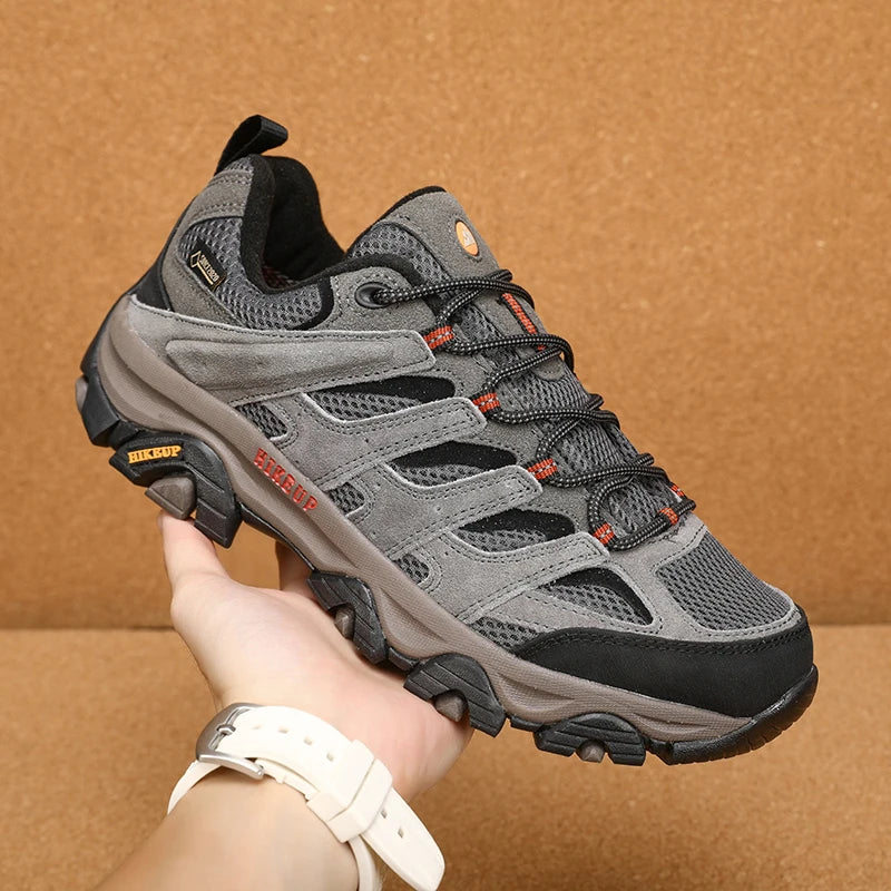 HIKEUP Turnschuhe für Männer Wanderschuhe Leder Trekking Stiefel Frauen Camping Jagd Herren Berg Taktische Stiefeletten Laufen Sneaker